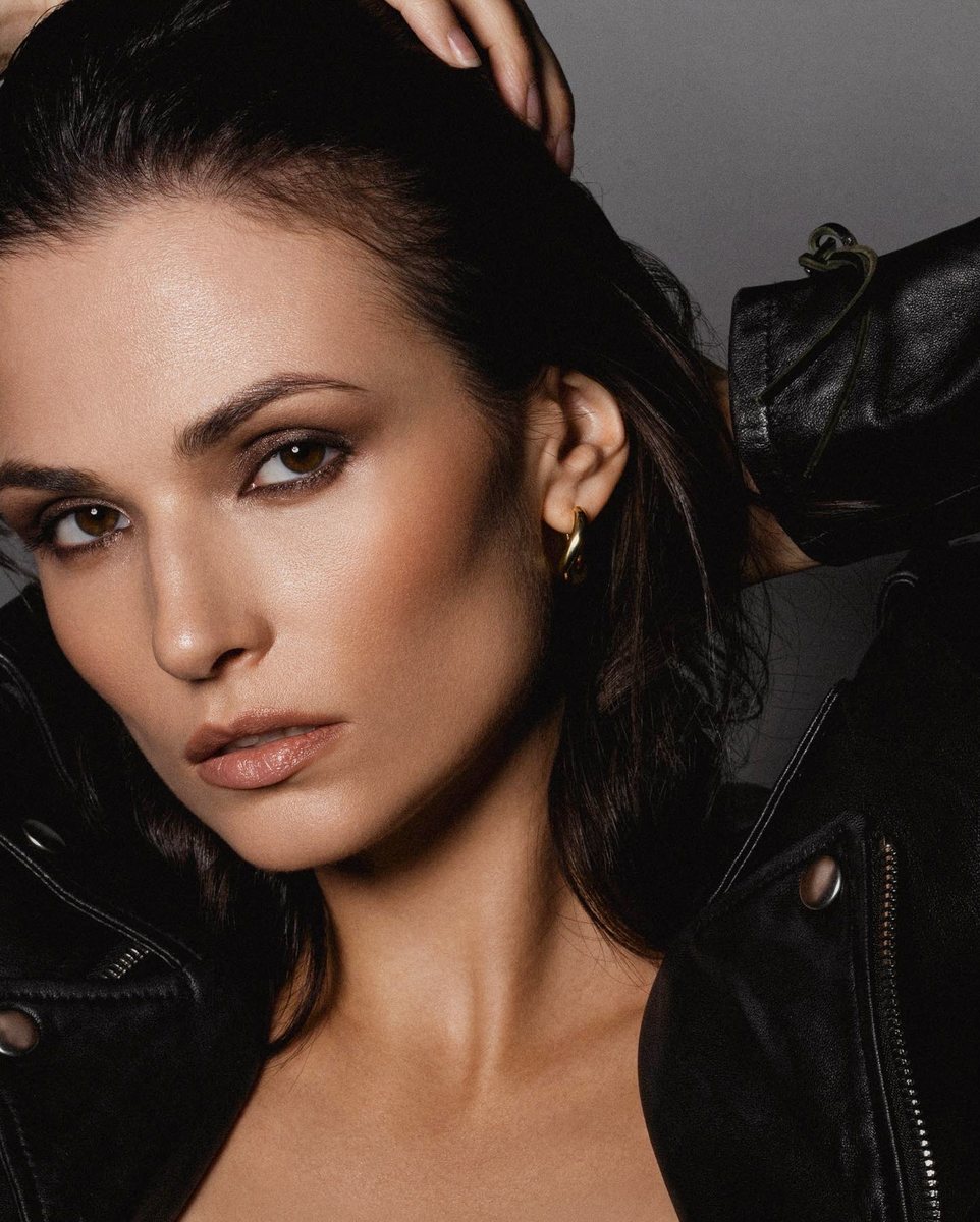 Beauty close-up, woman in a leather jacket
